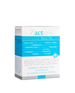Zactigis SkinCTRL complement alimentaire acne lactoferrine 60 gelules fabrique en Suisse
