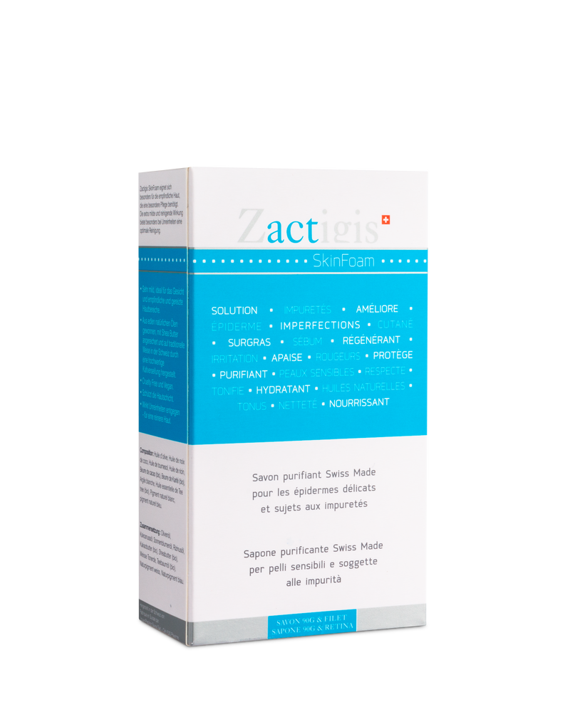 Zactigis SkinFoam gel moussant nettoyant visage acné peaux sensibles lactoferrine